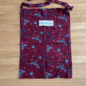 April Cornell Hummingbird Moth Boho Cross Body Tote Bag Purse Burgundy Cotton